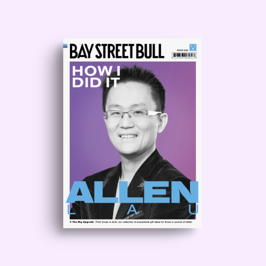 Wattpad CEO Allen Lau on cover of Bay Street Bull with purple background