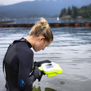 Carlyn Lancoric using AquaEye in the water
