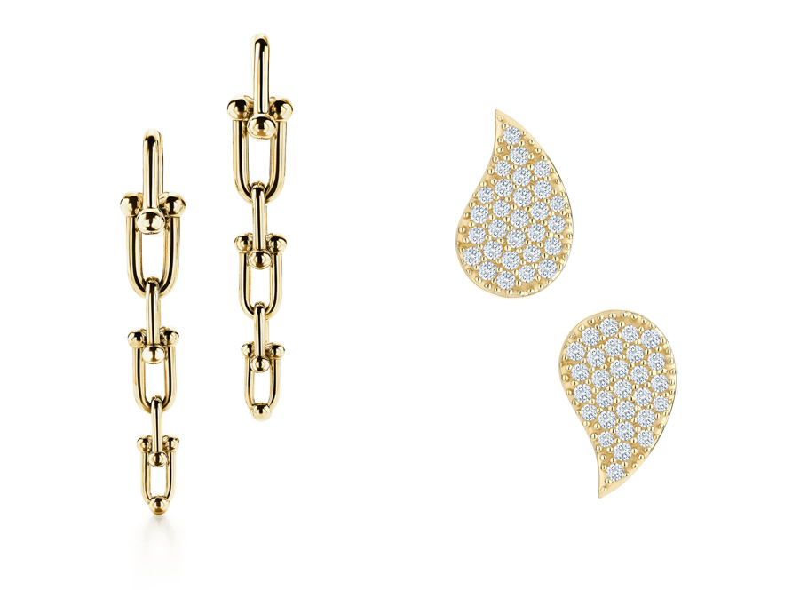Tiffany Maison Birks Gold Diamond Earrings Industrial petal