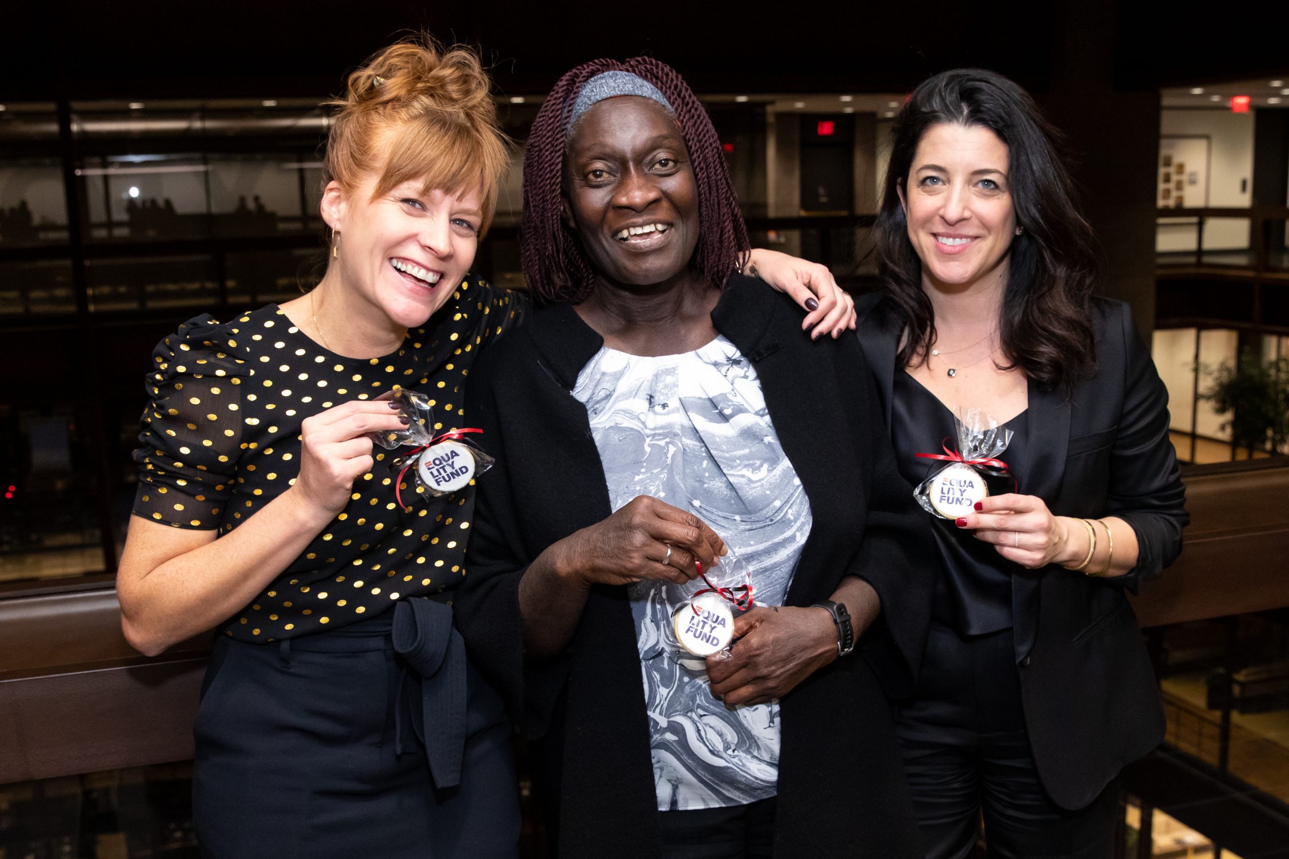 Equality Fund co-founders Jess Tomlin and Jessica Houssian with Theo Sowa, CEO of the African Women's Development Fund (AWDF)