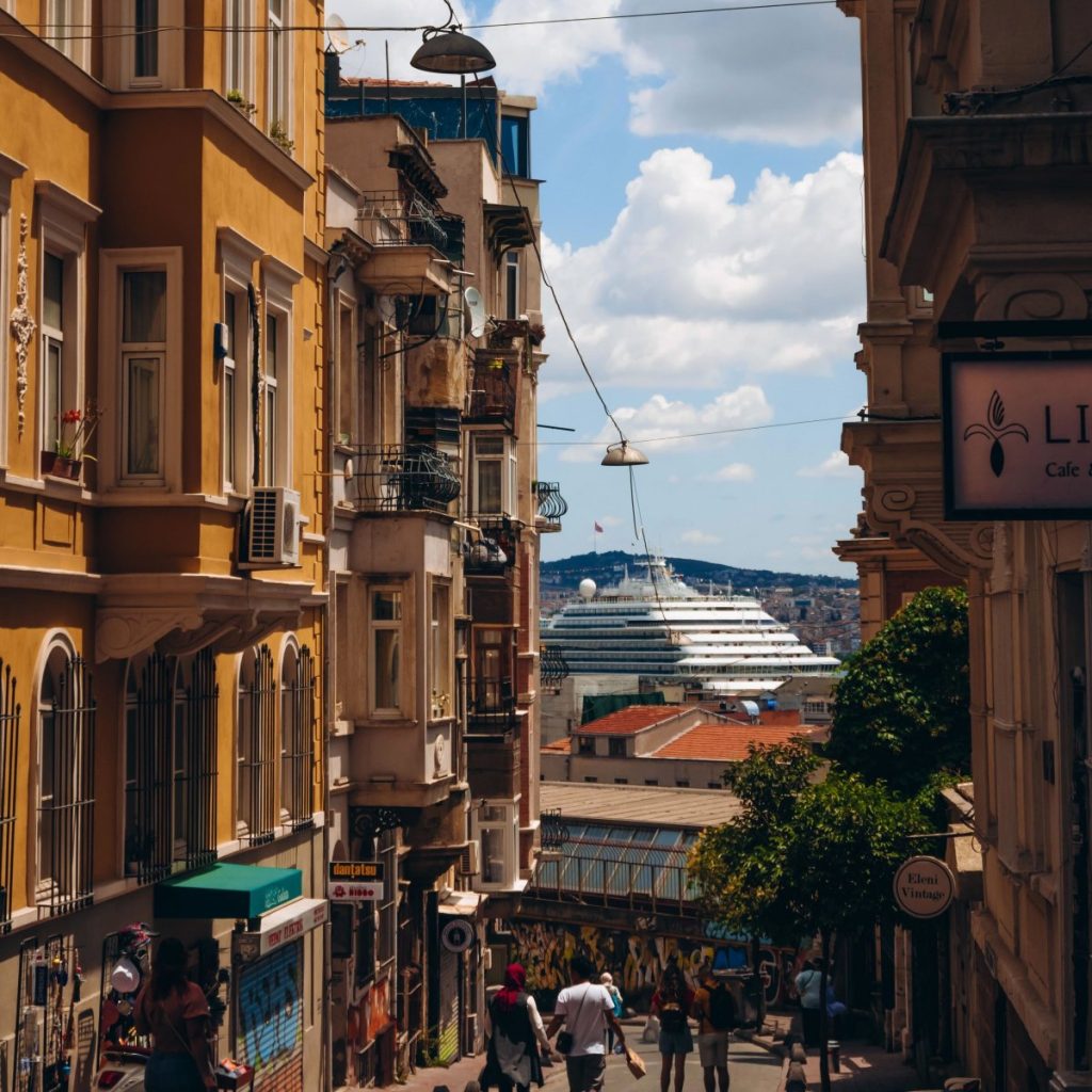 Pedestrians walk the busy streets of Istanbul, Turkey