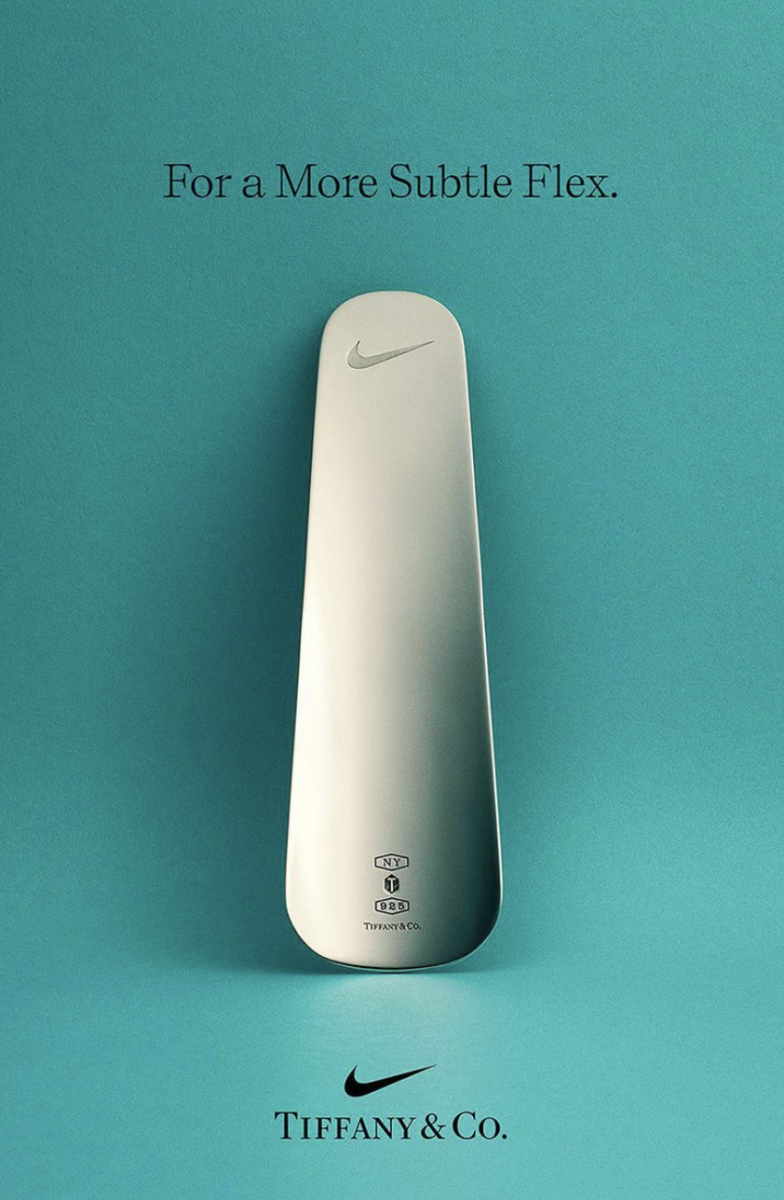 Silver shoe horn with Nike and Tiffany branding