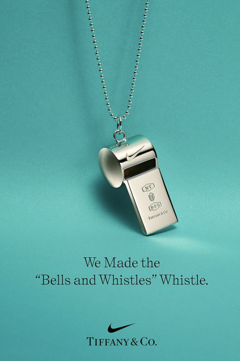 Silver whistle with Nike and Tiffany branding