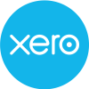 Round blue circle with the word "XERO" in the middle.
